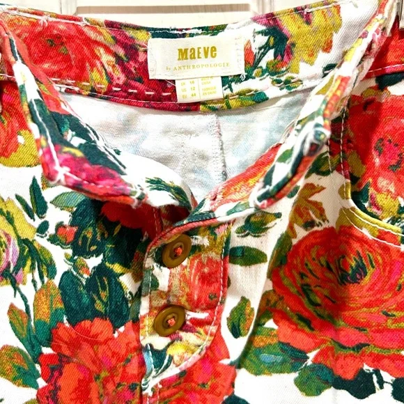 MAEVE Anthropologie Floral Denim Pencil Skirt Boho Preppy Casual Size 2 & 12 - Picture 10 of 12